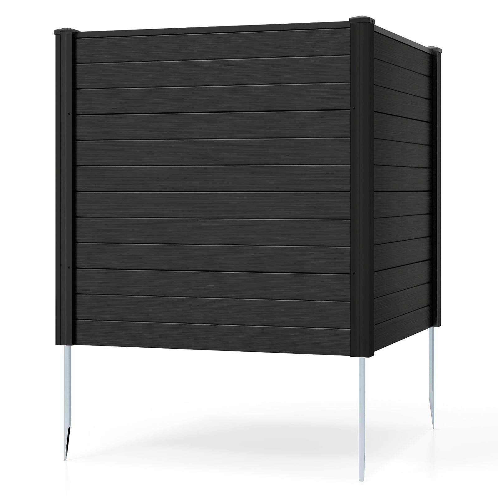 Paneler til hegn mod indsyn – 123x123 cm, sort, metalpæle
