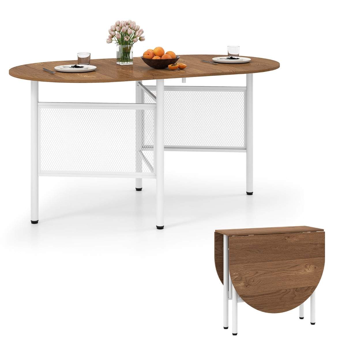 Hopfällbart matbord för 6–8 personer, platsbesparande oval design | Hem & Hobby | Pryloteket