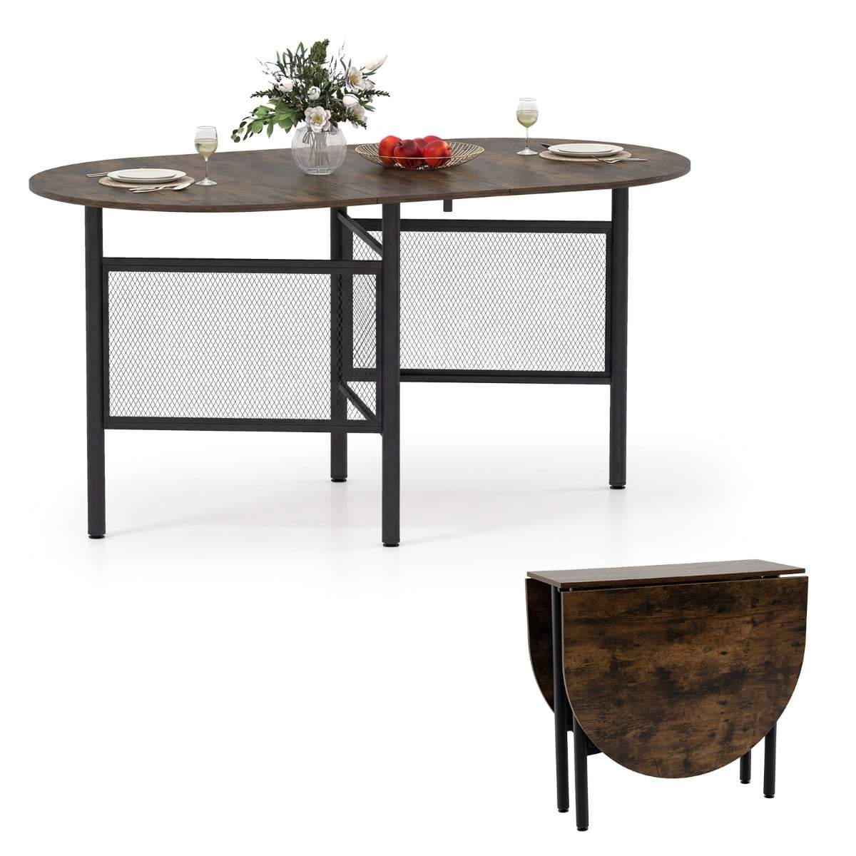 Hopfällbart matbord för 6-8 personer – Platsbesparande oval design | Hem & Hobby | Pryloteket