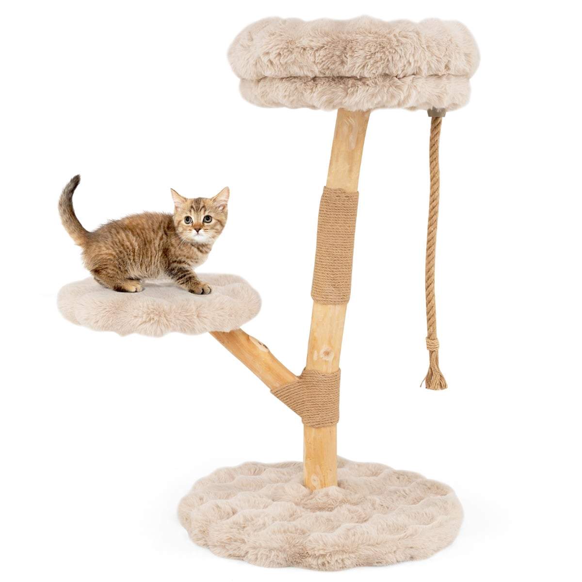 Klösträd med plyschnivåer och jutestolpar – 90 cm | Hem & Hobby | Pryloteket