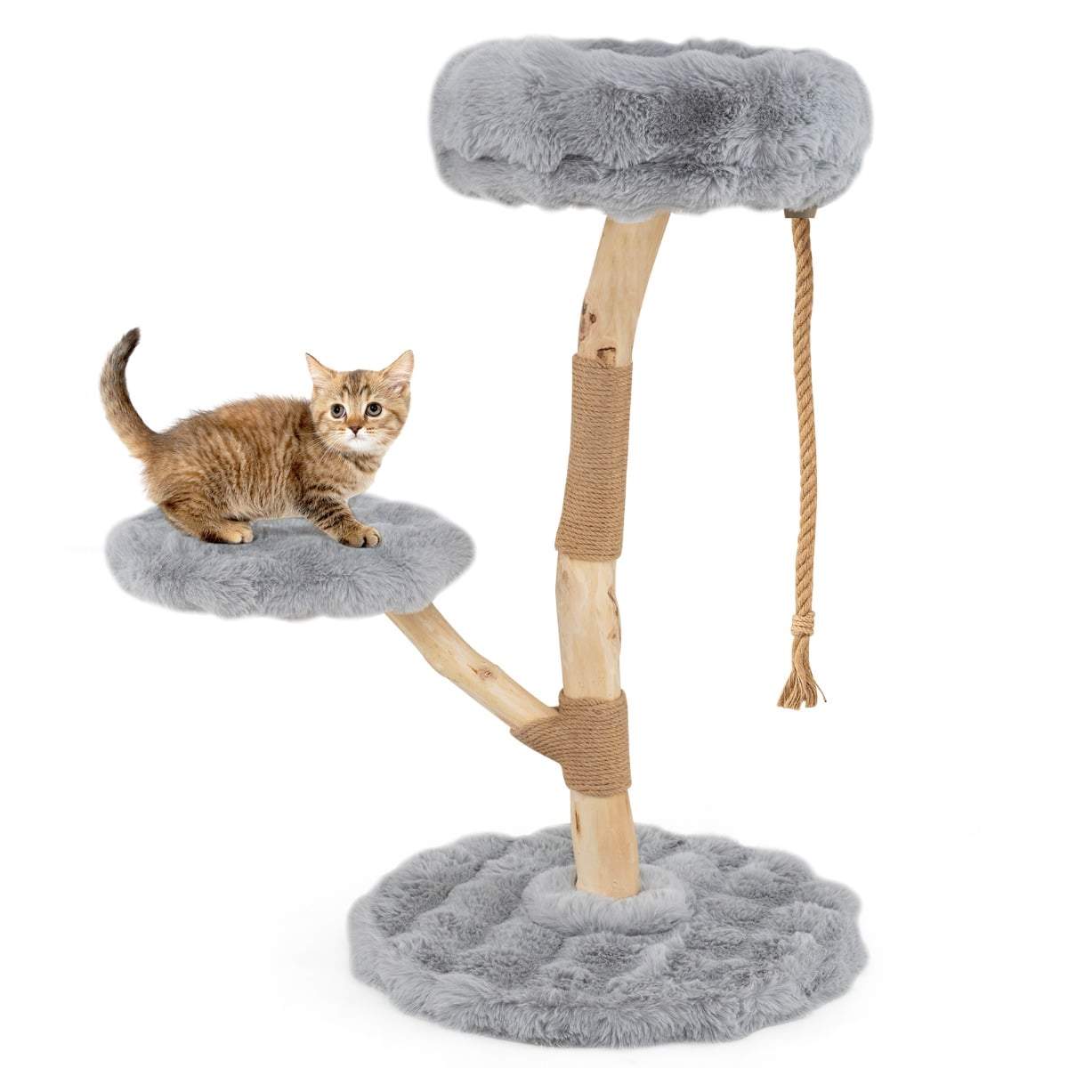 Klösträd med plyschplattformar och jutestolpar – 90 cm grått | Hem & Hobby | Pryloteket