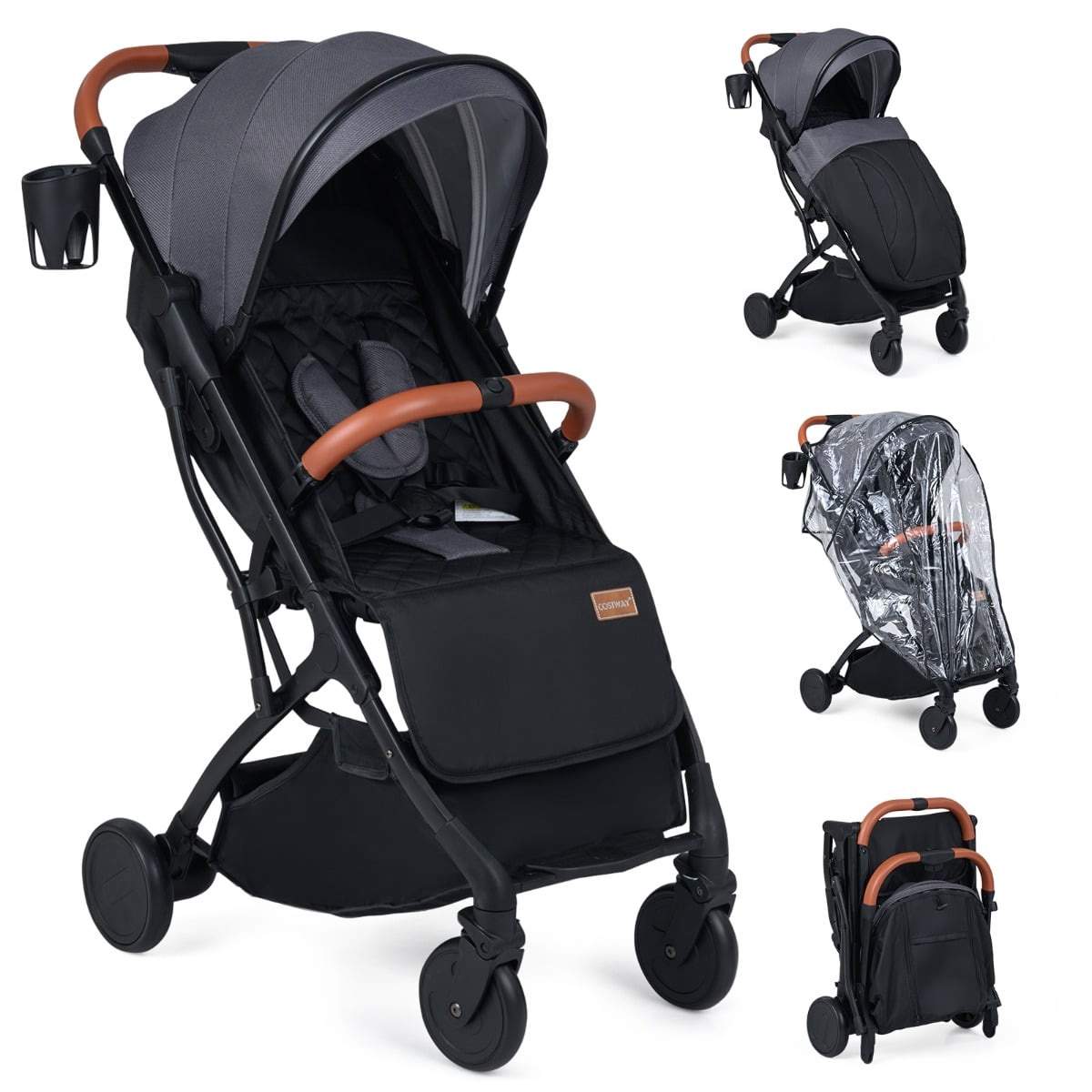 Hopfällbar barnvagn med regnskydd och justerbar sits | Hem & Hobby | Pryloteket