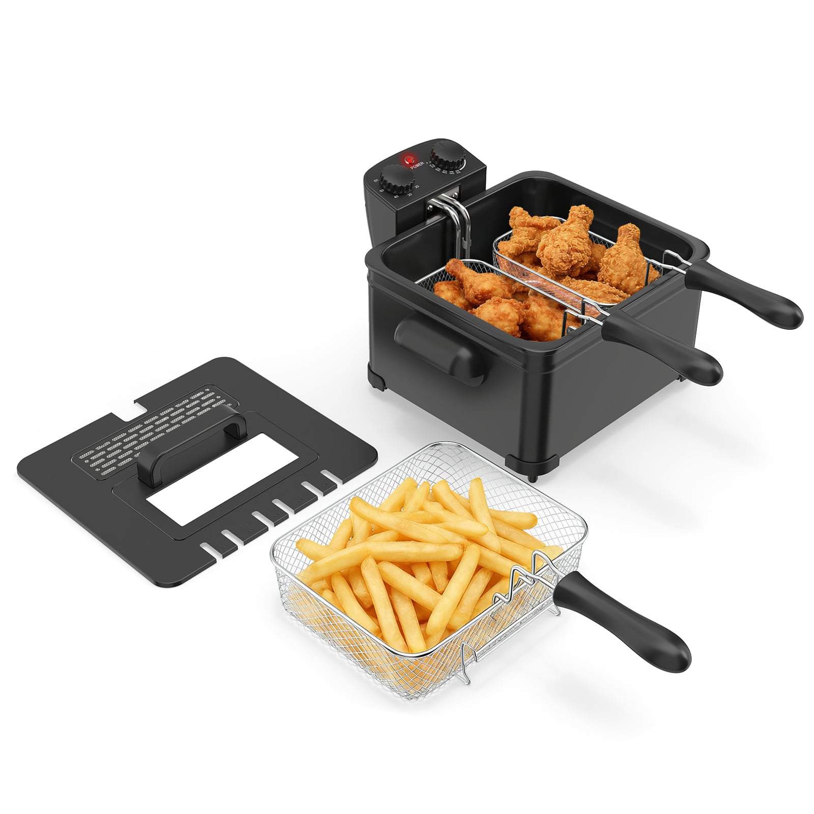 Elektrisk fritös 5L – 1700W, 3 korgar, svart | Hem & Hobby | Pryloteket