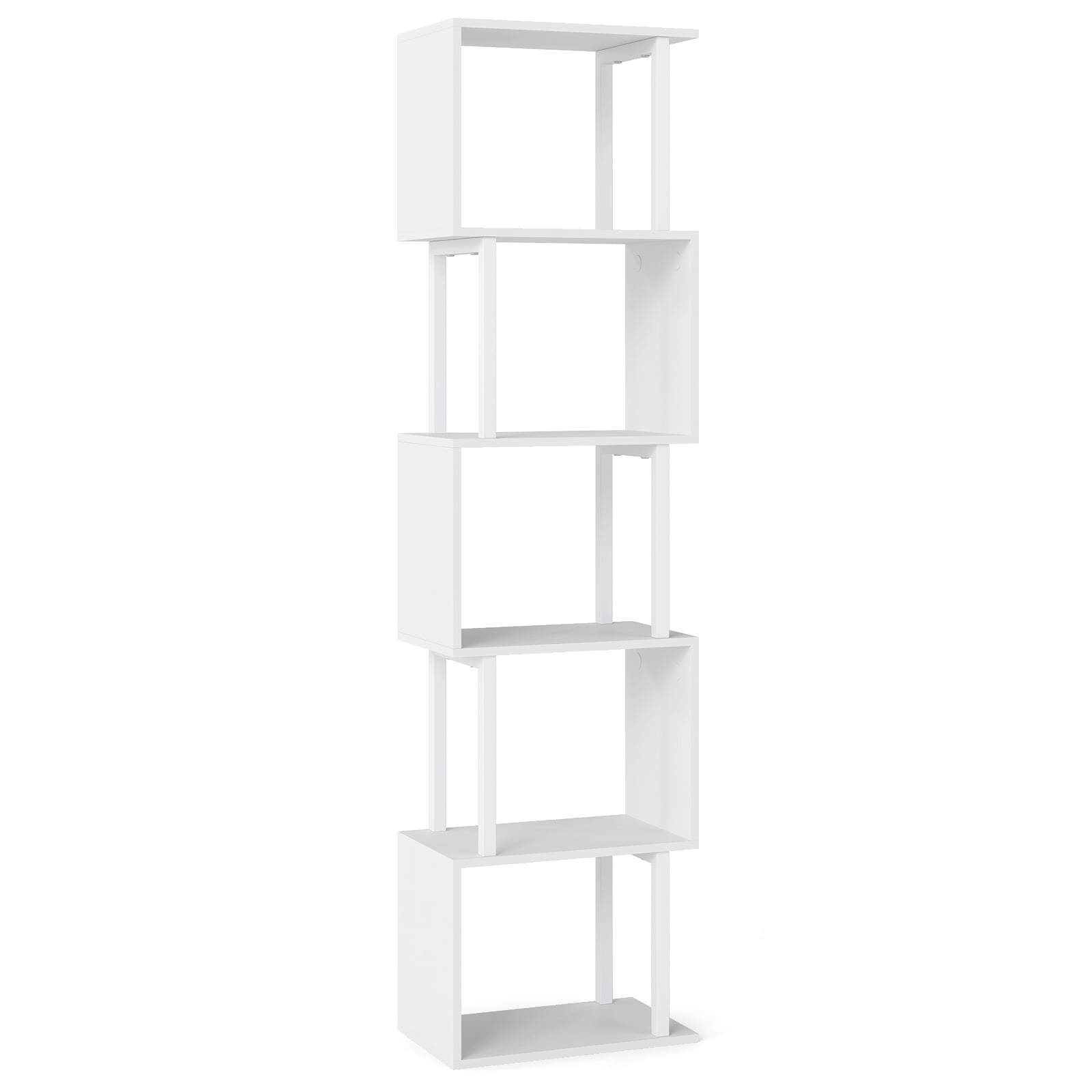 5-lags metalreol med anti-tip – hvid