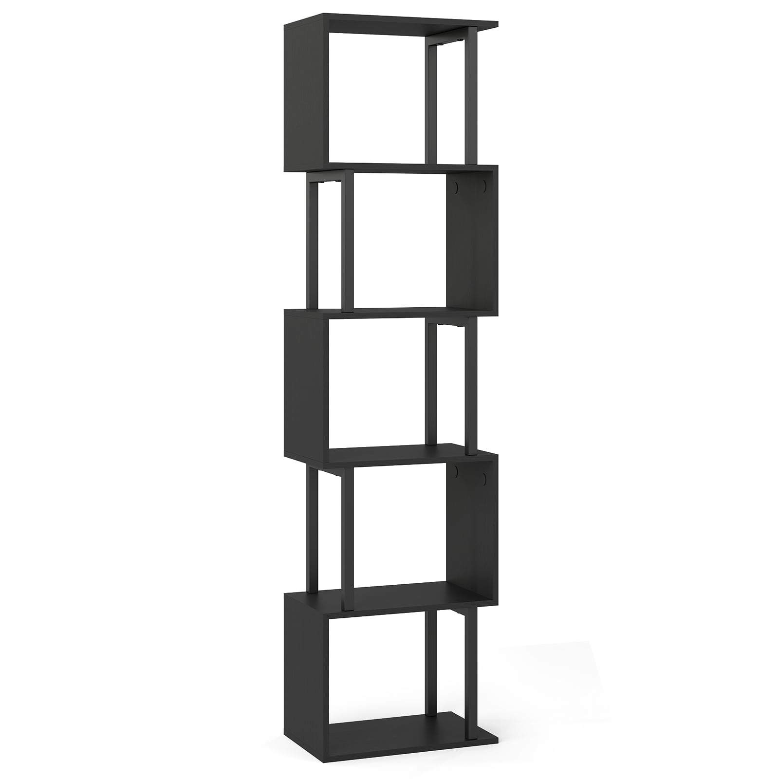 5-vånings geometrisk bokhylla med tippskydd, svart | Hem & Hobby | Pryloteket