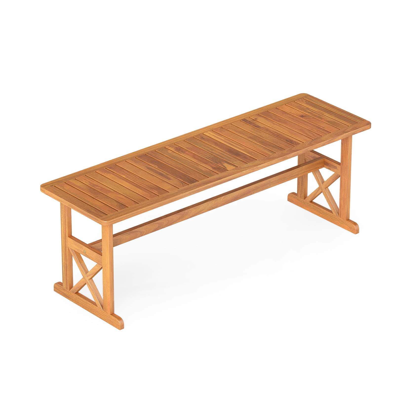 Udendørsbænk i akacietræ, 130 cm, plads til 2-3, lameldesign
