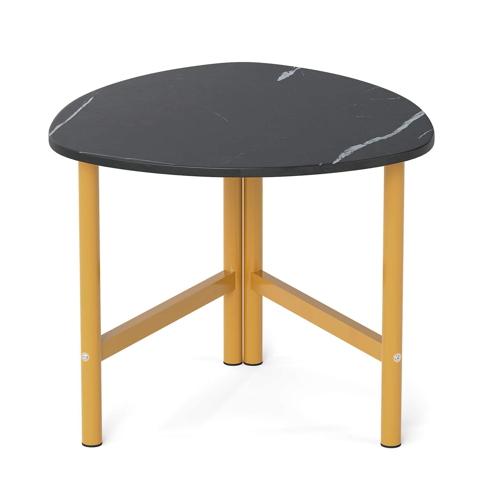 Trekantet sofabord – rustikt træ og metalben