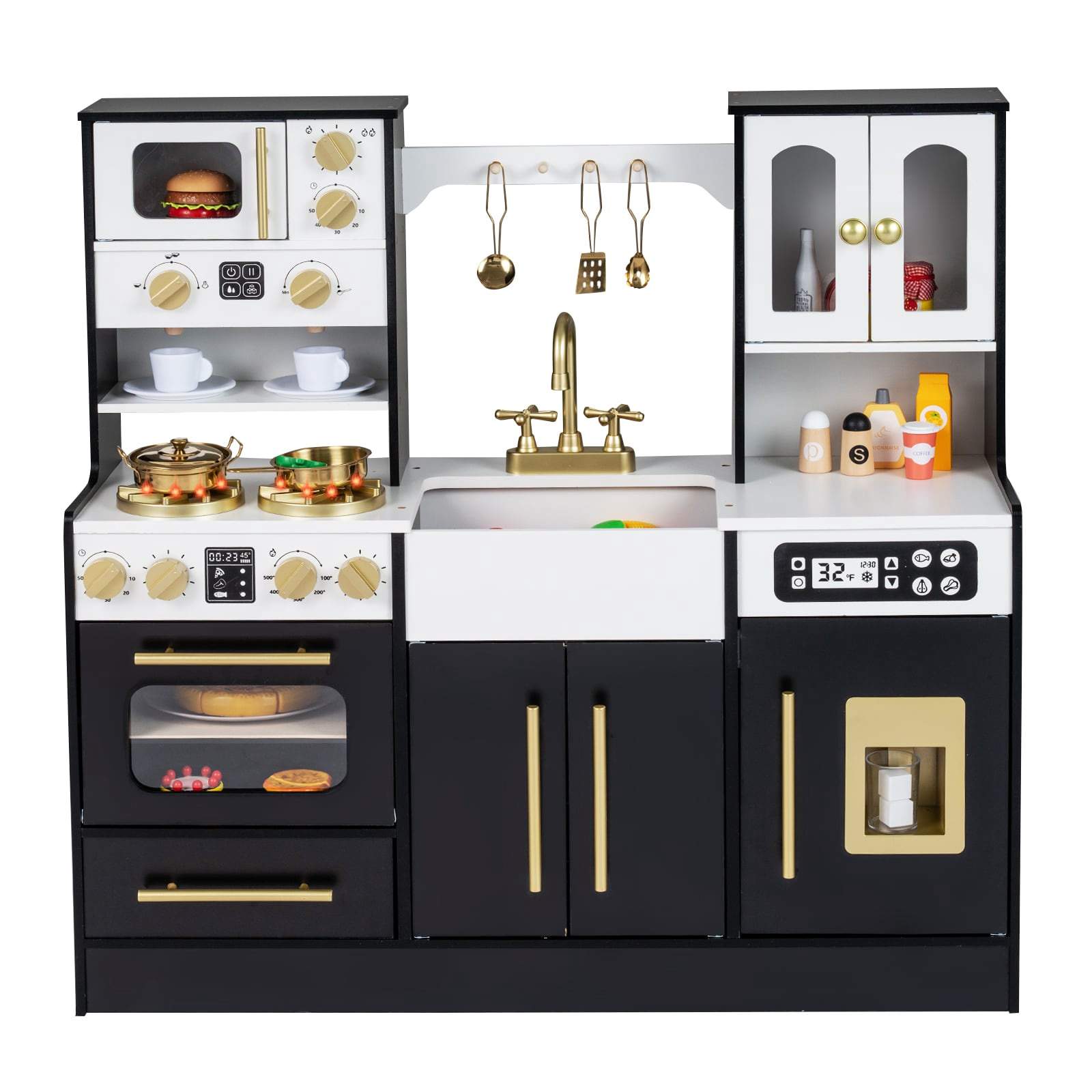 Trælegekøkken med lys og lyde – sort