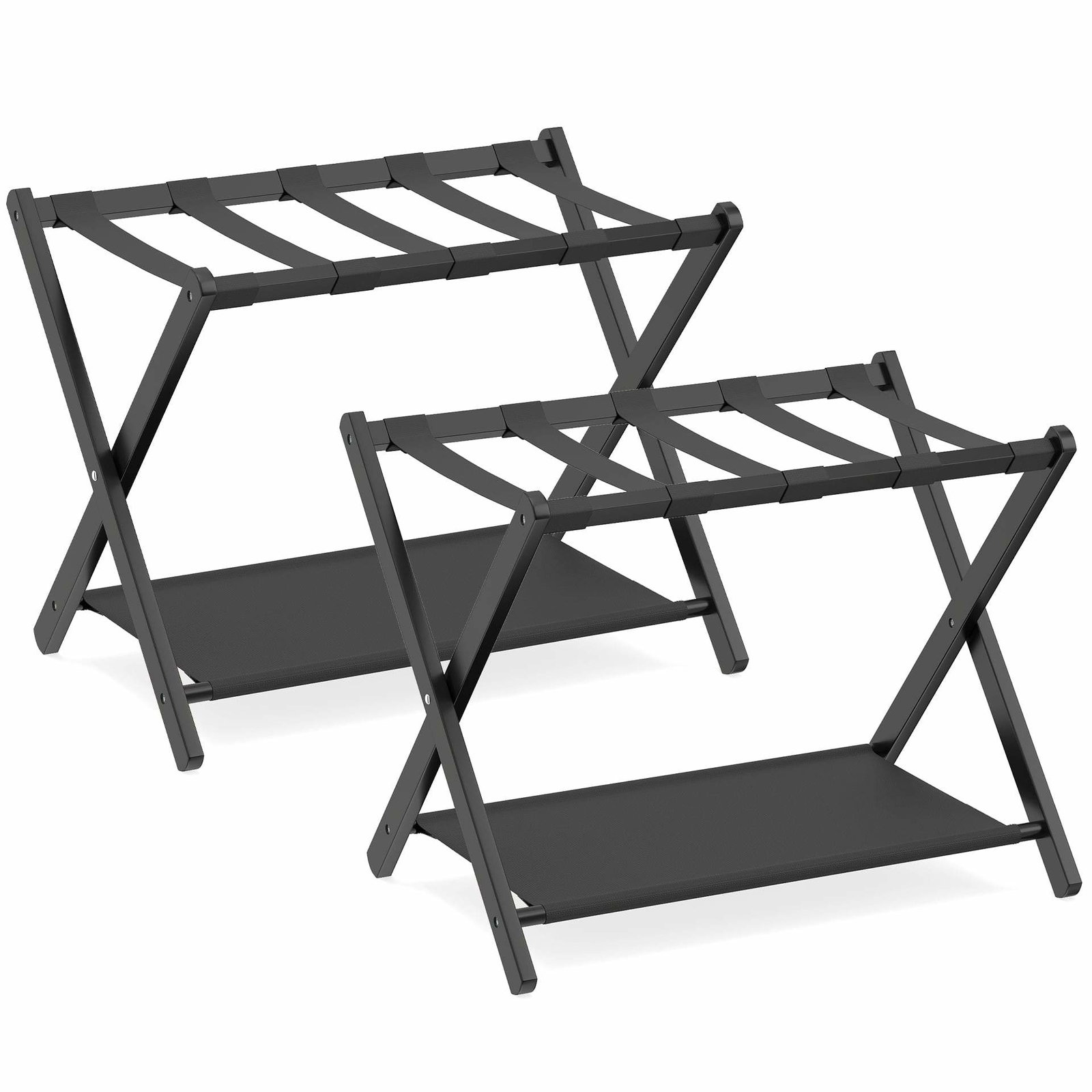 Sammenklappeligt bambus bagagebærersæt – sort, dobbelt opbevaring