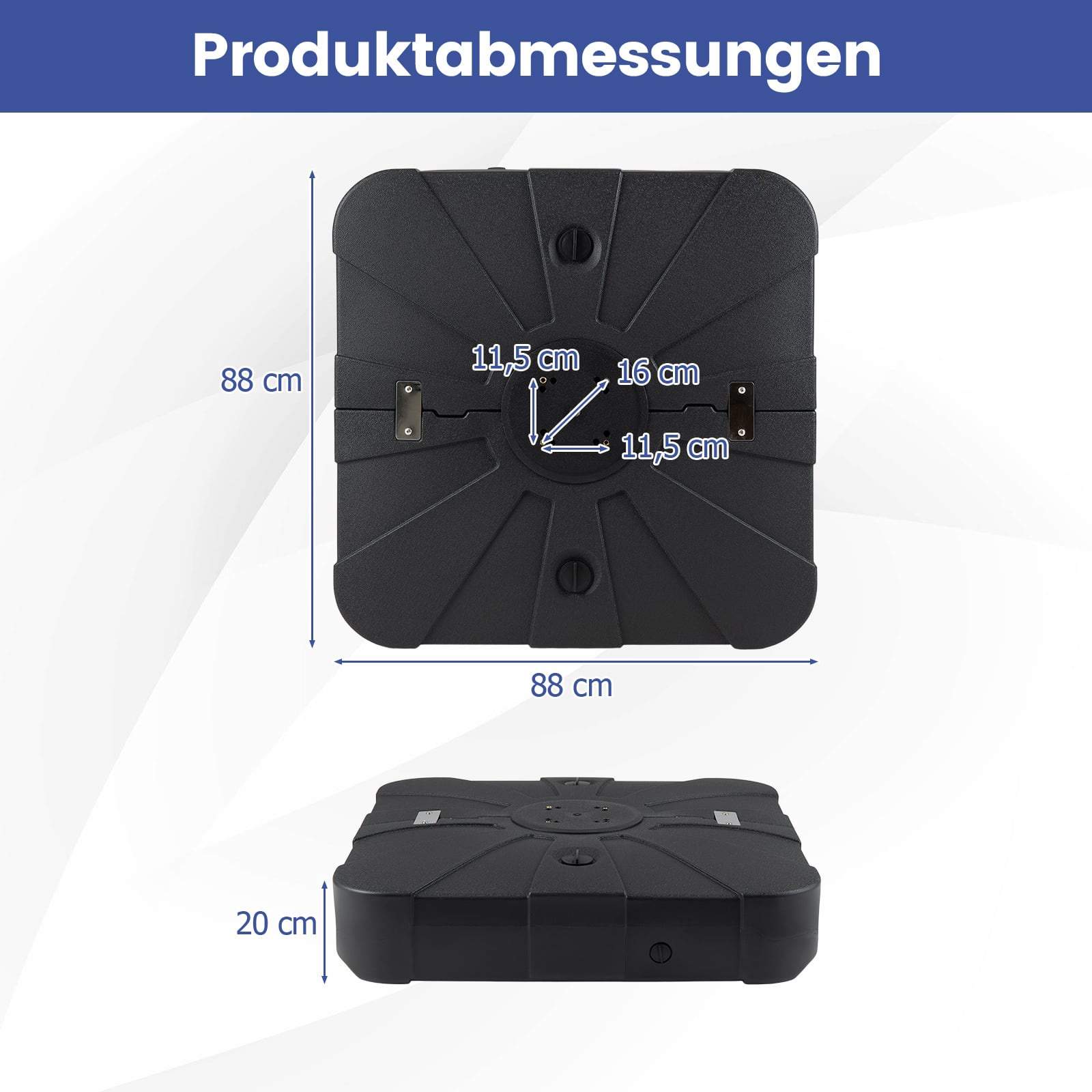 HDPE paraplyfode med hjul – 170 kg kapacitet, sort