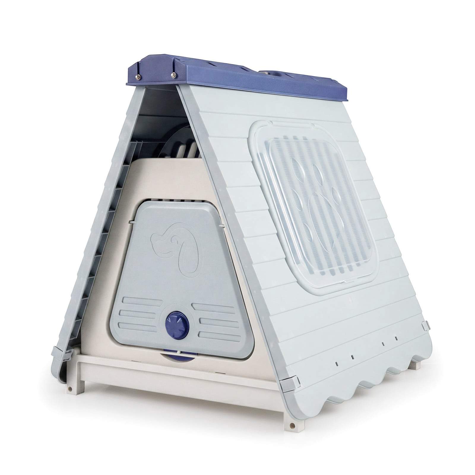 Hundkoja för utomhusbruk med ventilerade fönster – Blå | Hem & Hobby | Pryloteket