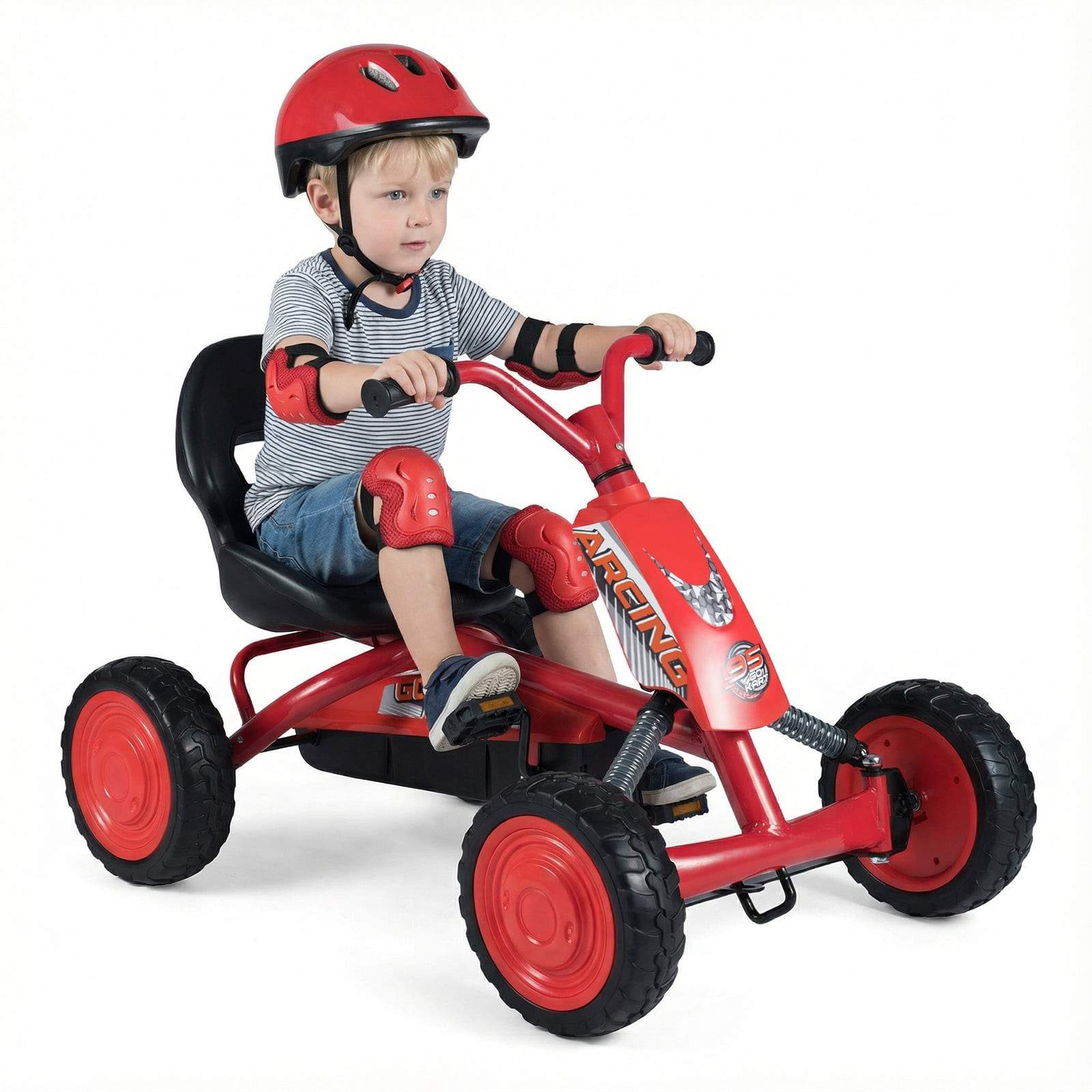 Børne-gokart med justerbart sæde, 3-8 år, rød