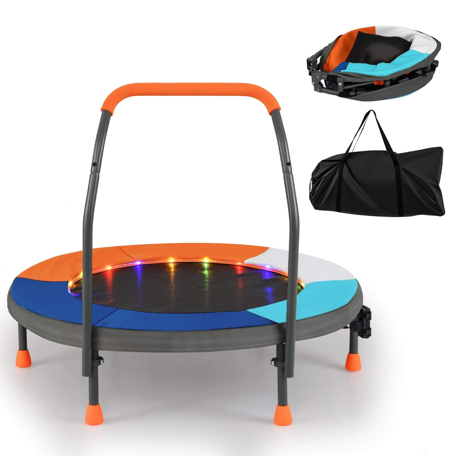 Mini-trampolin för barn med LED-lampor och handtag, hopfällbar | Hem & Hobby | Pryloteket