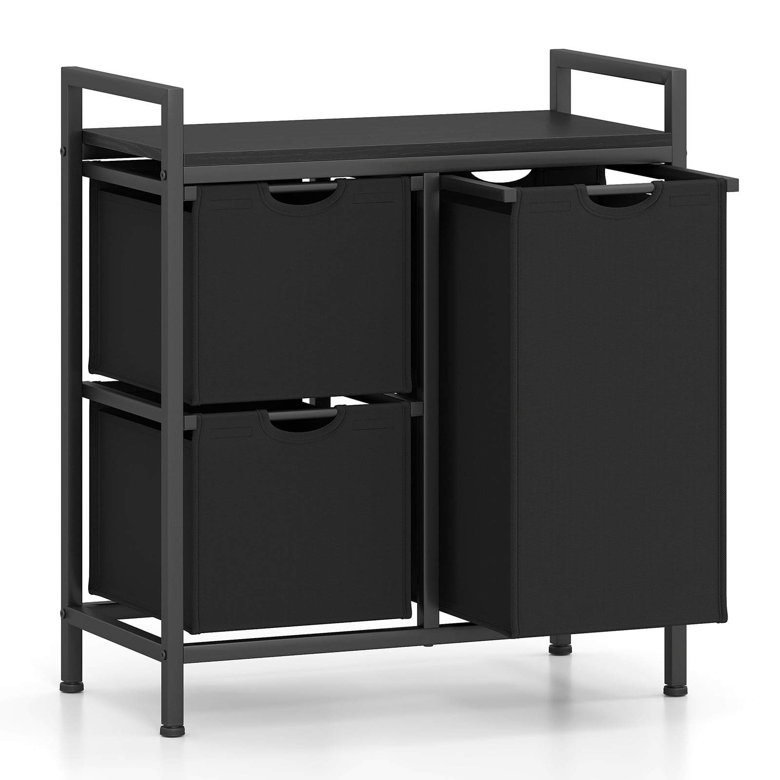 Vasketøjskurv med 3 rum og hylde – 75 liter sorteringskurv