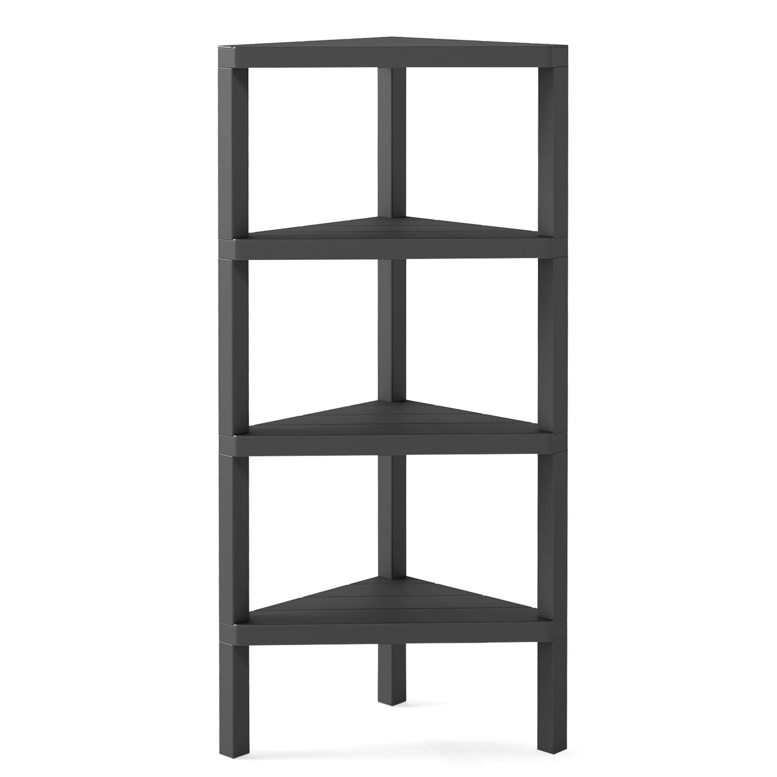 Hjørnebogreol – 4-lags, åben lameldesign, sort