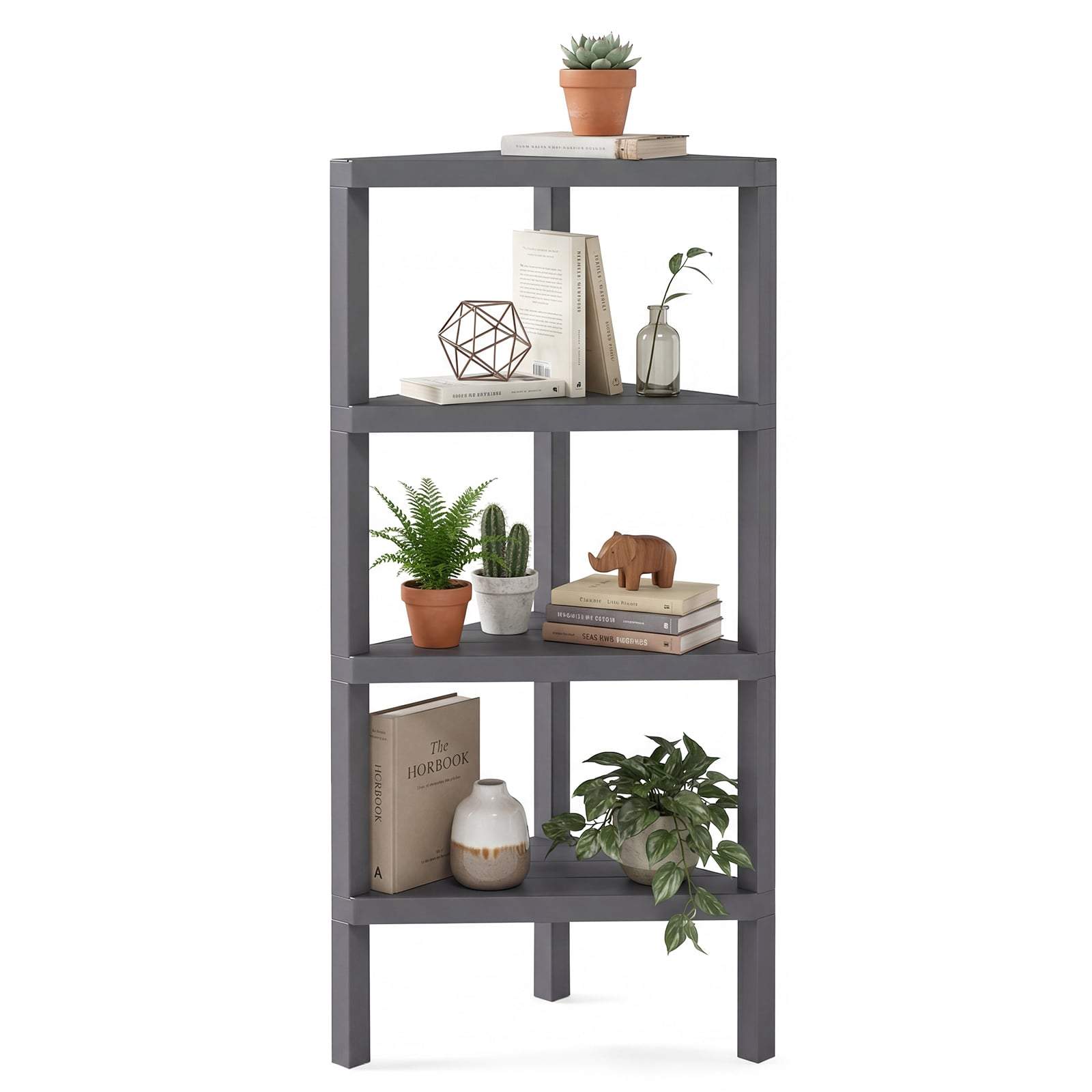 4-lags hjørnebogreol – Pladsbesparende, nem rengøring