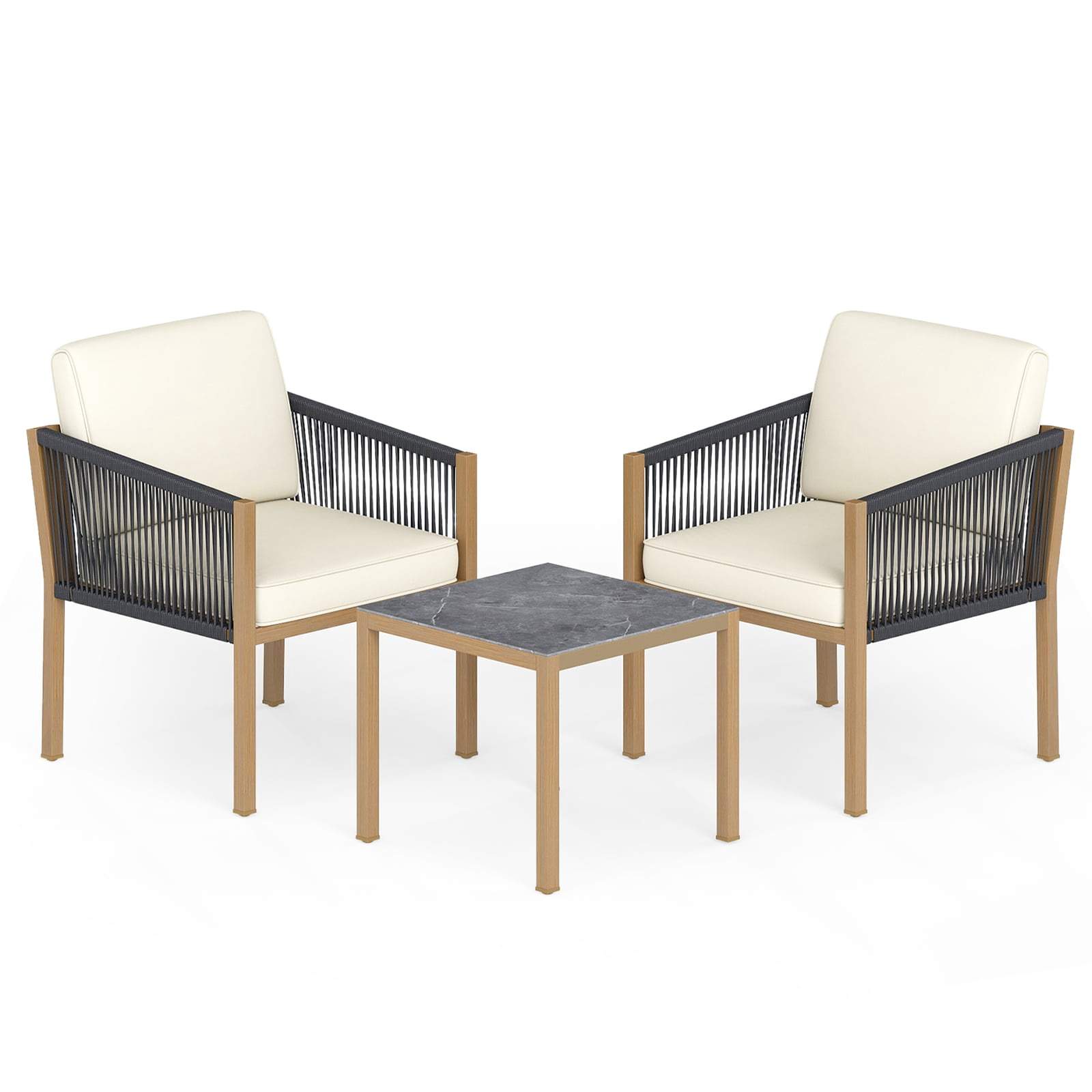 3-delat beige bistroset med kuddar – Uteplats | Hem & Hobby | Pryloteket