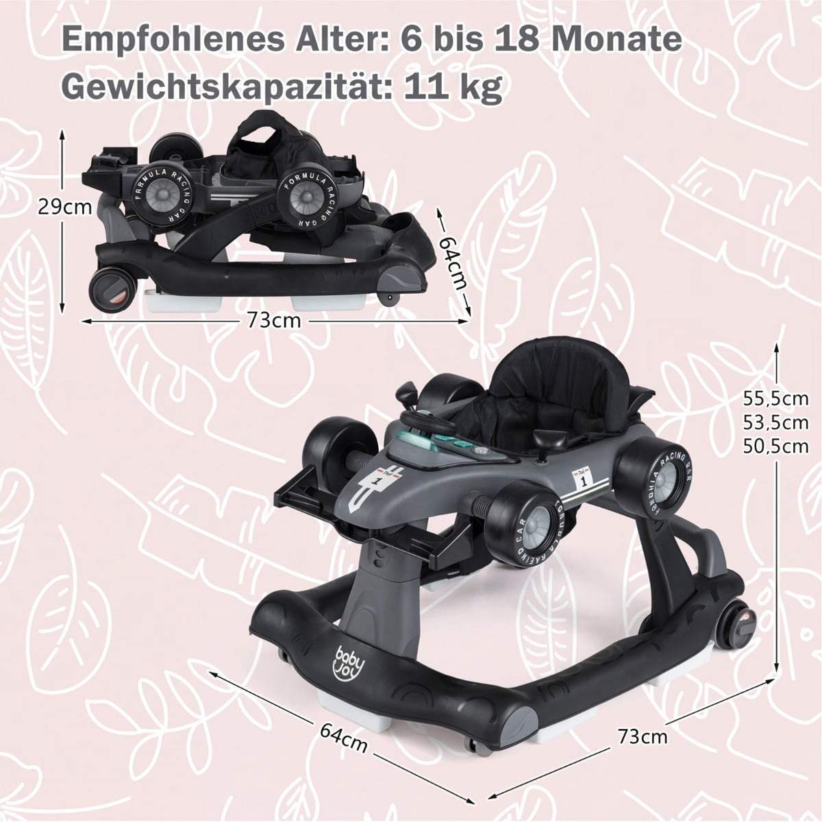 4-i-1 gåstol – justerbar höjd, hopfällbar, interaktiv | Hem & Hobby | Pryloteket