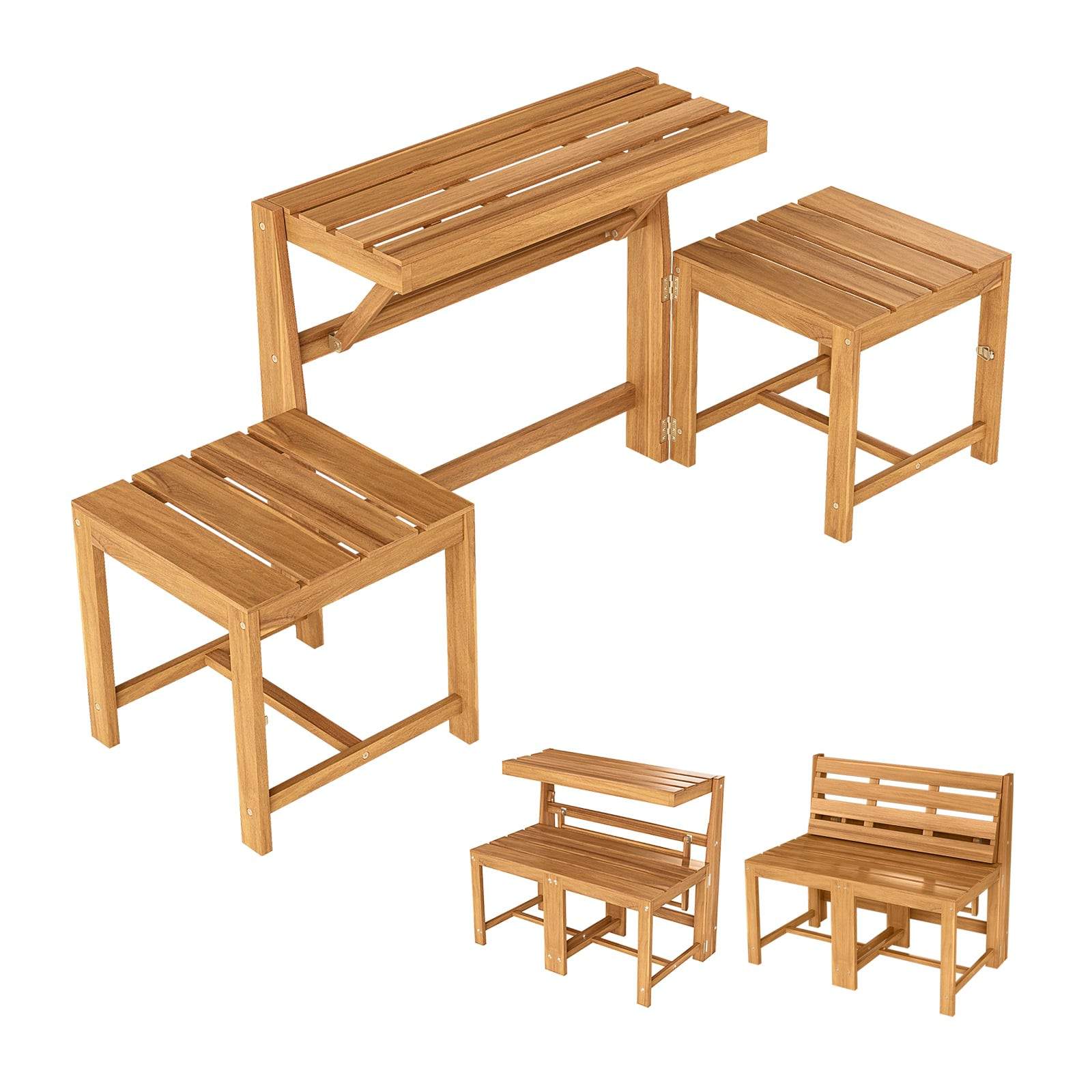 Trädgårdsbänk och bordset i akaciaträ, 3-i-1 | Hem & Hobby | Pryloteket