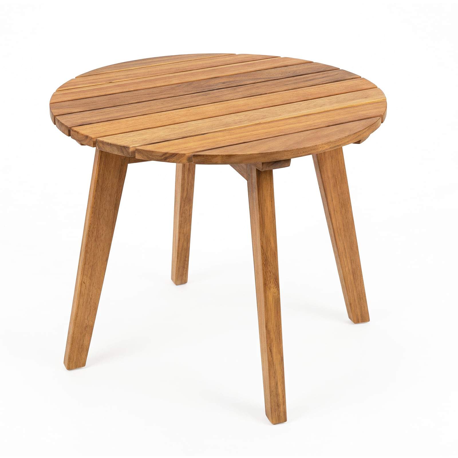 Rundt sidebord i akacietræ – indendørs og udendørs brug