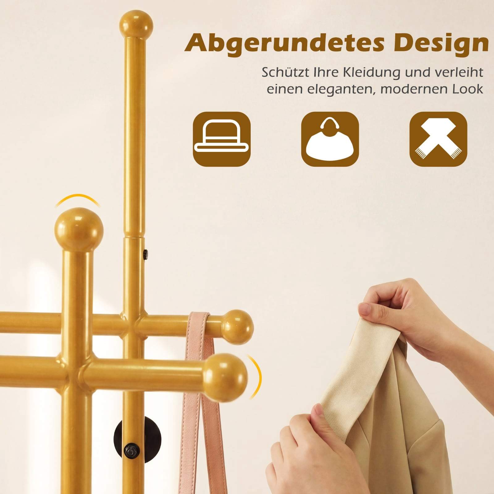 Fritstående tøjstativ – Dobbelte stænger, kroge, hylde