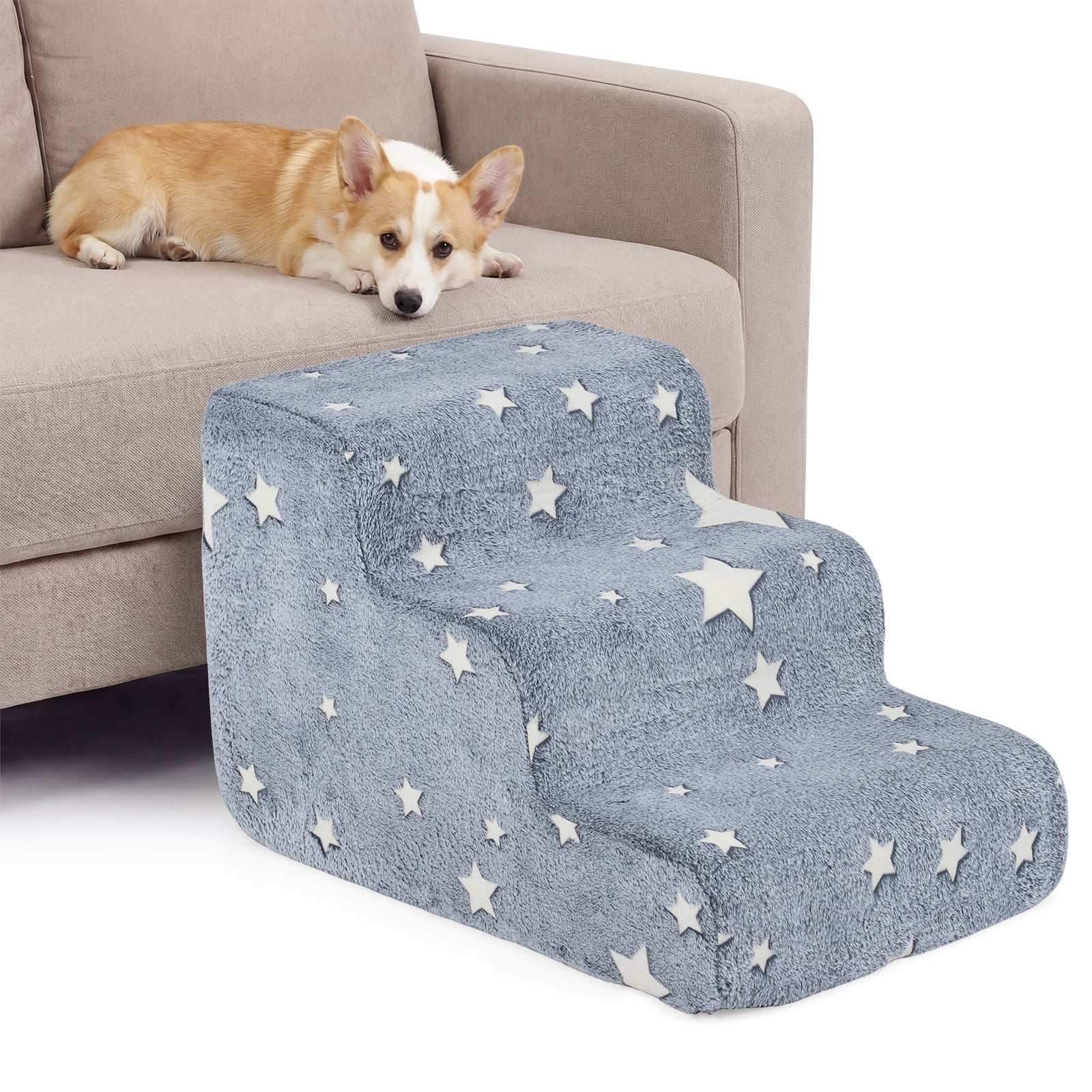 Skumtrappe til kæledyr – 3 trin, vaskbart flannelbetræk
