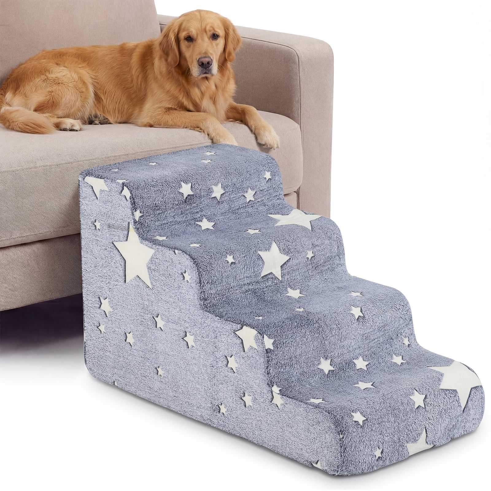 Skumtrappe til hunde, 4 trin, vaskbart flannelbetræk