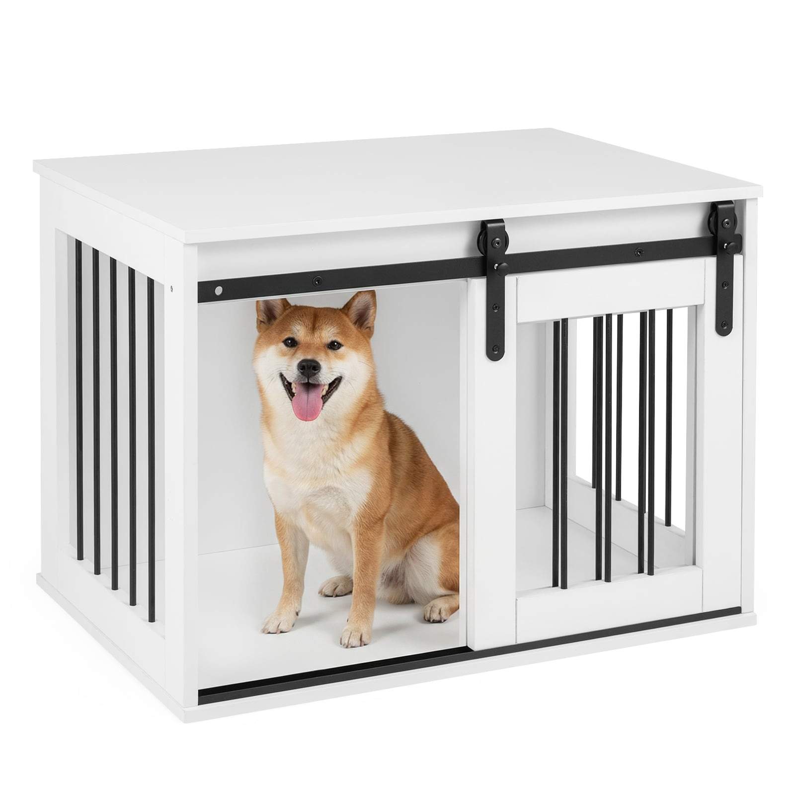 80 cm hvidt hundeburbord med skydedør