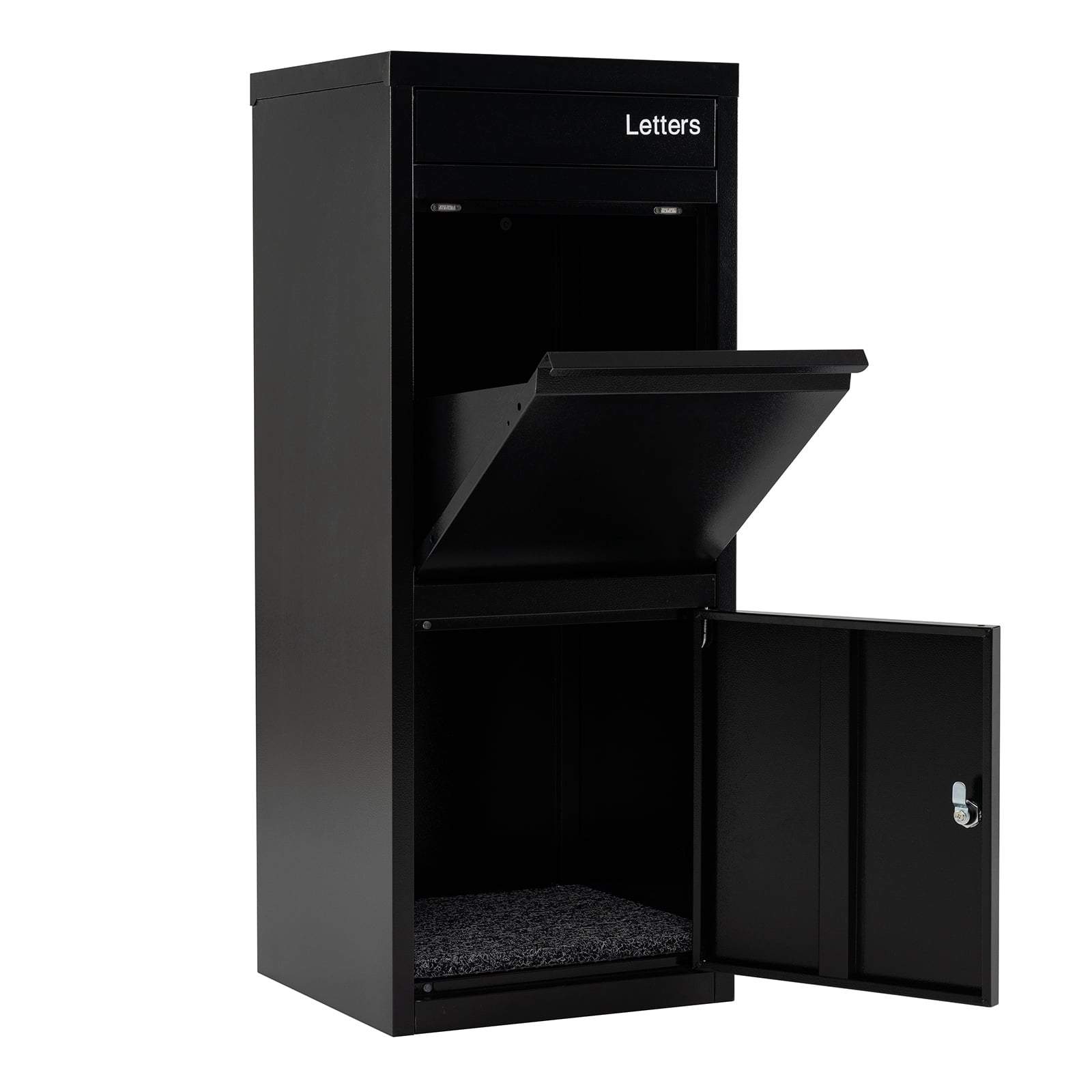 Paketlåda för utomhusbruk – Säker, väderbeständig, stål, svart | Hem & Hobby | Pryloteket