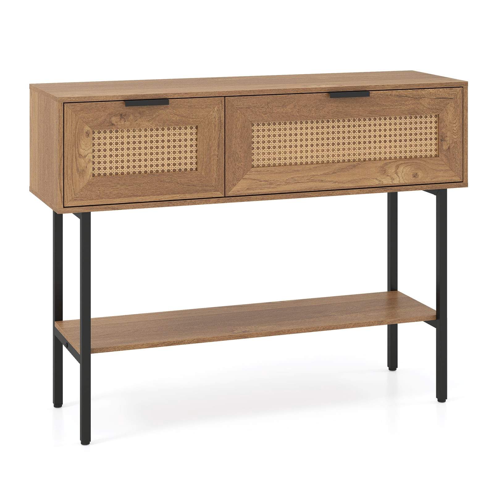 Boho konsolbord med hylder – naturlig træfinish