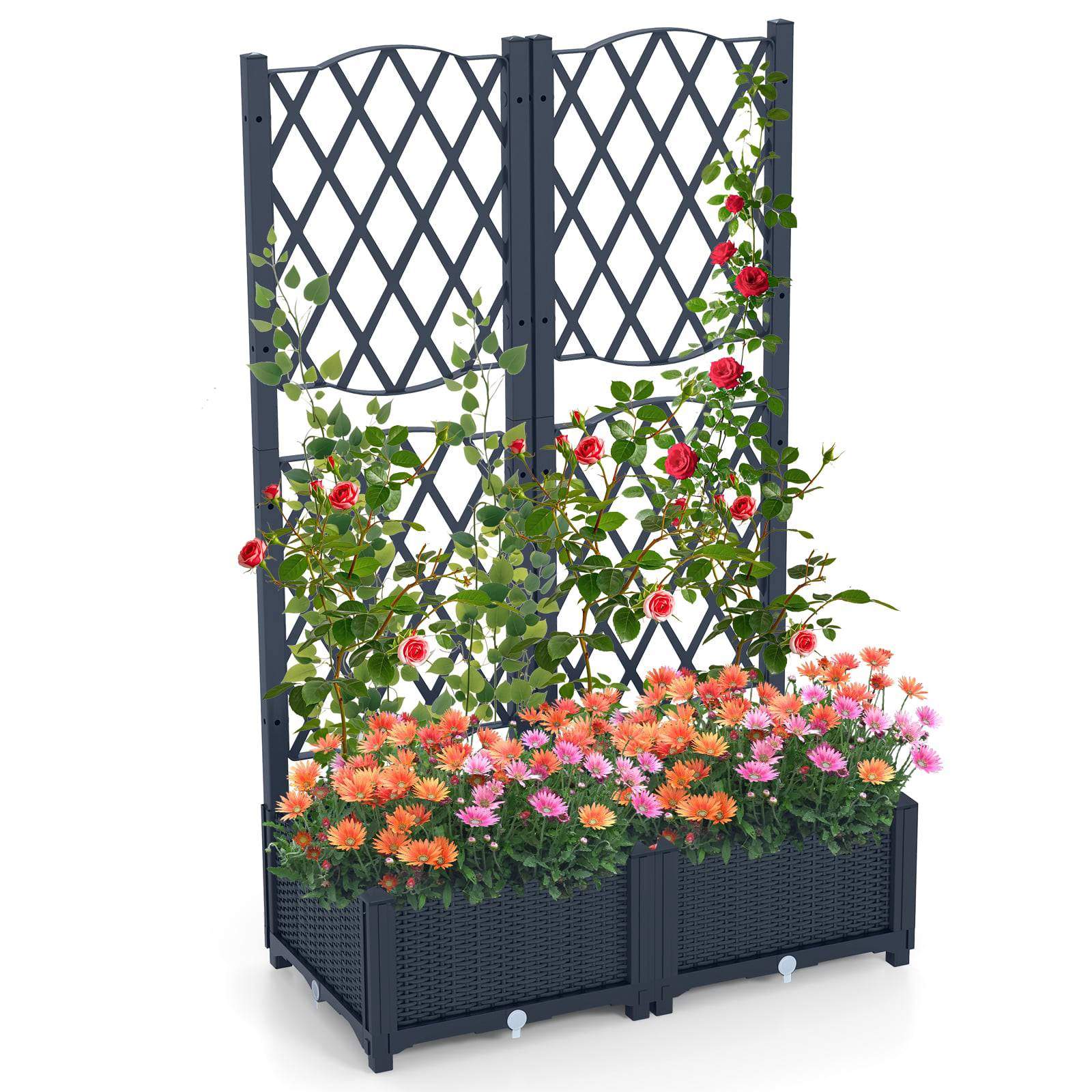 Højbed med espalier – Selvvandende, 80x40x122 cm
