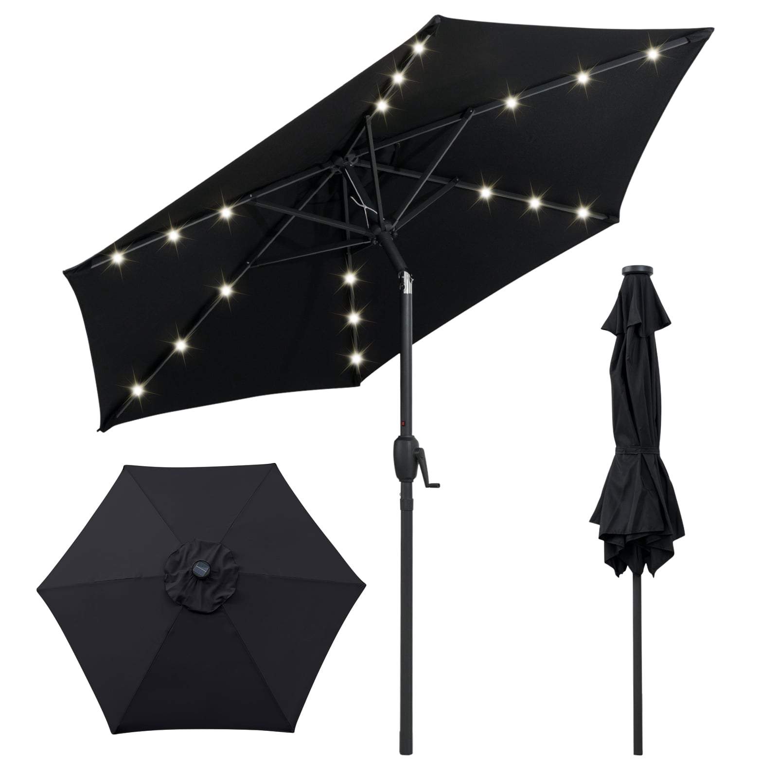 230 cm parasoll med solcellsdrivna LED-lampor och vev | Hem & Hobby | Pryloteket