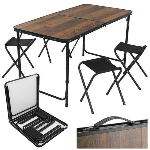 Hopfällbart trädgårdsbord med 4 stolar – justerbar höjd | Hem & Hobby | Pryloteket