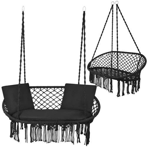 Dubbel svart storkbosgunga – 300 kg, 2-sits, 3 kuddar | Hem & Hobby | Pryloteket