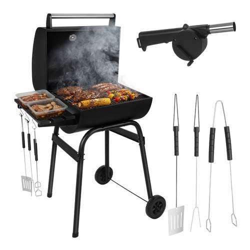 Trädgårdsgrill med kol, termometer och lock | Hem & Hobby | Pryloteket