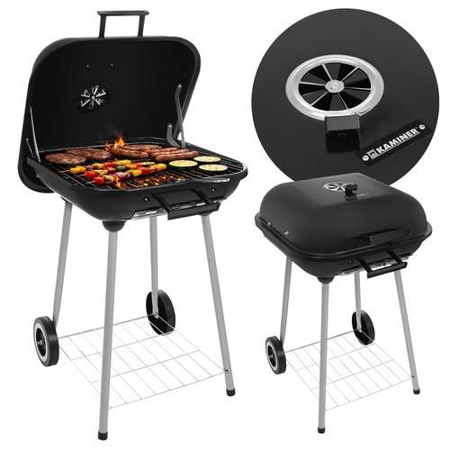 Trädgårdsgrill med kol och lock, bärbar och med hjul | Hem & Hobby | Pryloteket