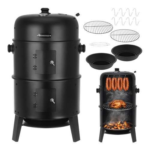 Kolgrill med rökare, termometer, 3-i-1-grill | Hem & Hobby | Pryloteket