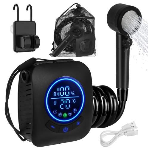Bärbar campingdusch – 8000mAh, LED-display, IPX8 | Hem & Hobby | Pryloteket