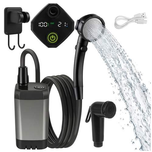 Bärbar campingdusch, 6000mAh batteri, USB-C-laddning | Hem & Hobby | Pryloteket