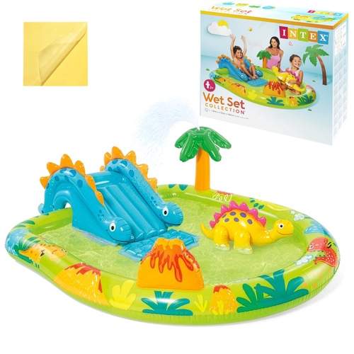 Uppblåsbar Dino-vattenlekplats med rutschkana för barn | Hem & Hobby | Pryloteket