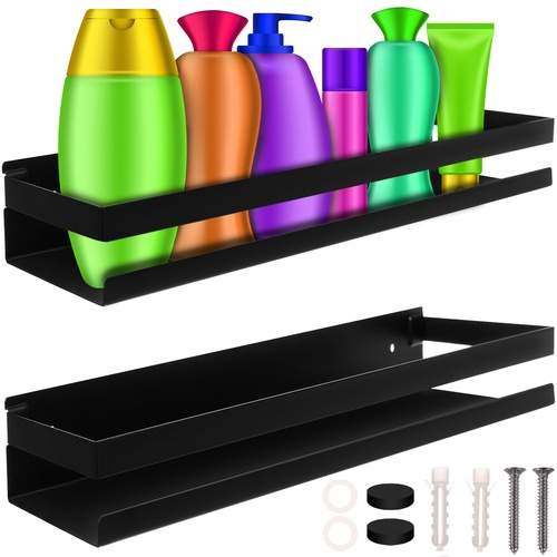 Svart badrumshylla i rostfritt stål – 50 cm, enkel installation | Hem & Hobby | Pryloteket