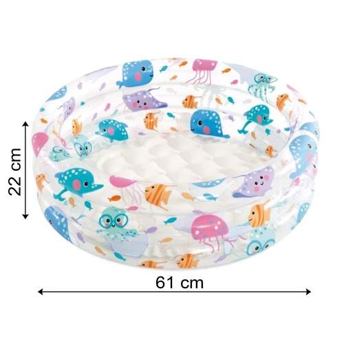 Oppustelig børnepool – havdyrsdesign, 61x22 cm, 28L