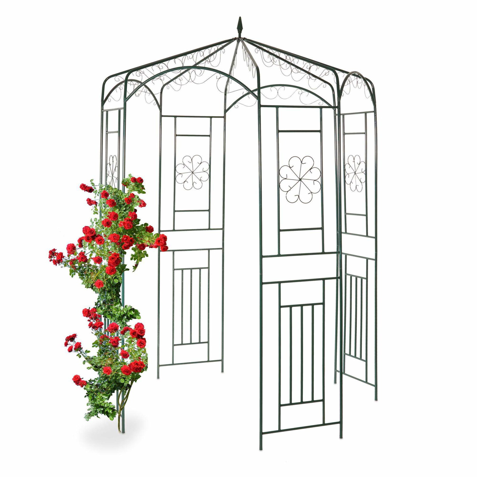 Elegant pavillon i grøn finish, metal