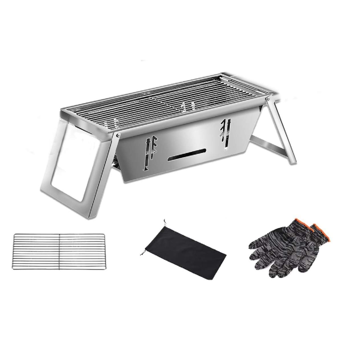 Herzberg HG-04159: Fällbar Bordtopps Grill i Rostfritt Stål | Hälsa & Skönhet - Personvård - Hygien | Pryloteket