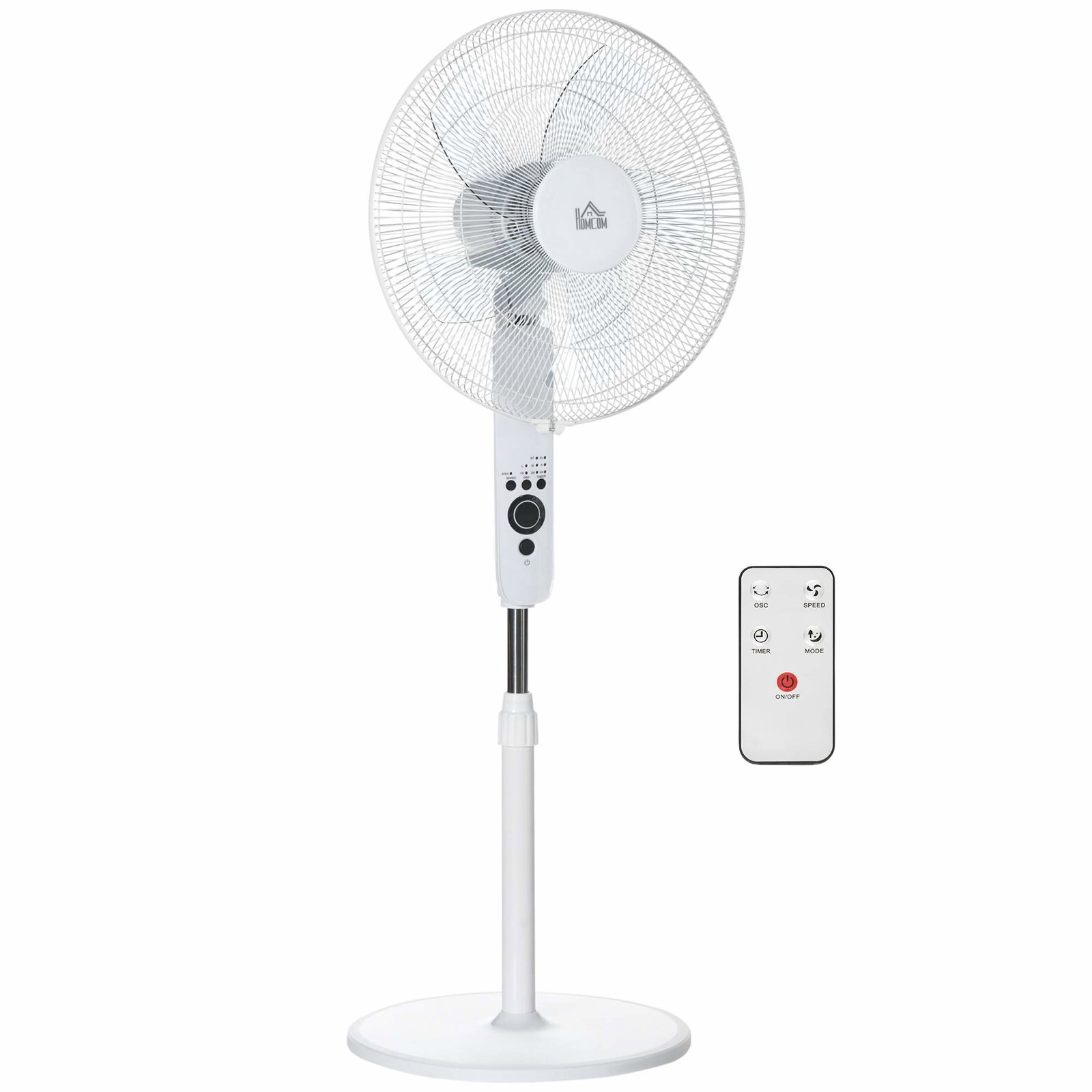 Justerbar metalgulvventilator – fjernbetjening, 3 hastigheder, hvid