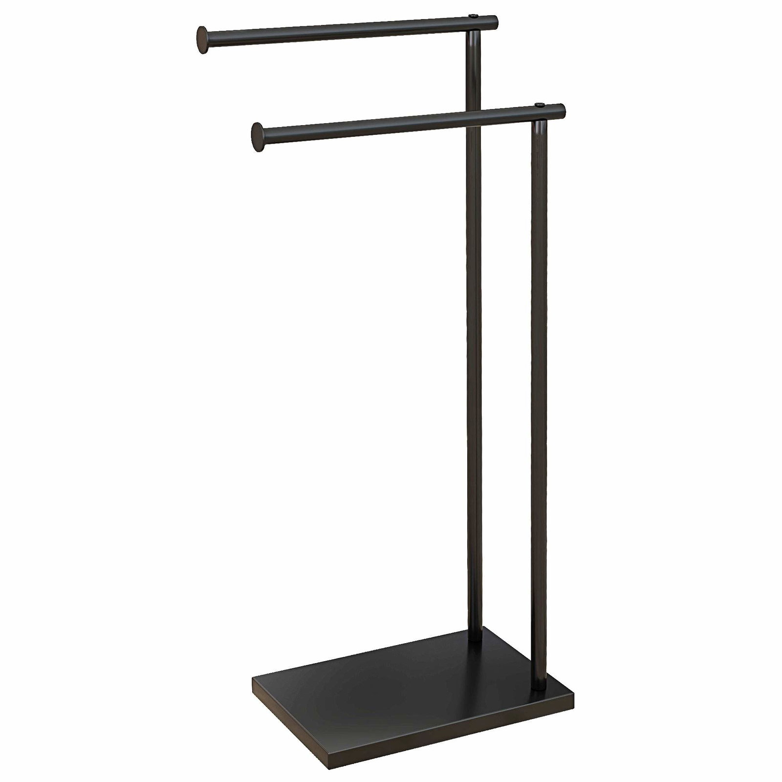 Fristående handdukshängare – svart metall, 2 stänger, 78 cm | Hem & Hobby | Pryloteket