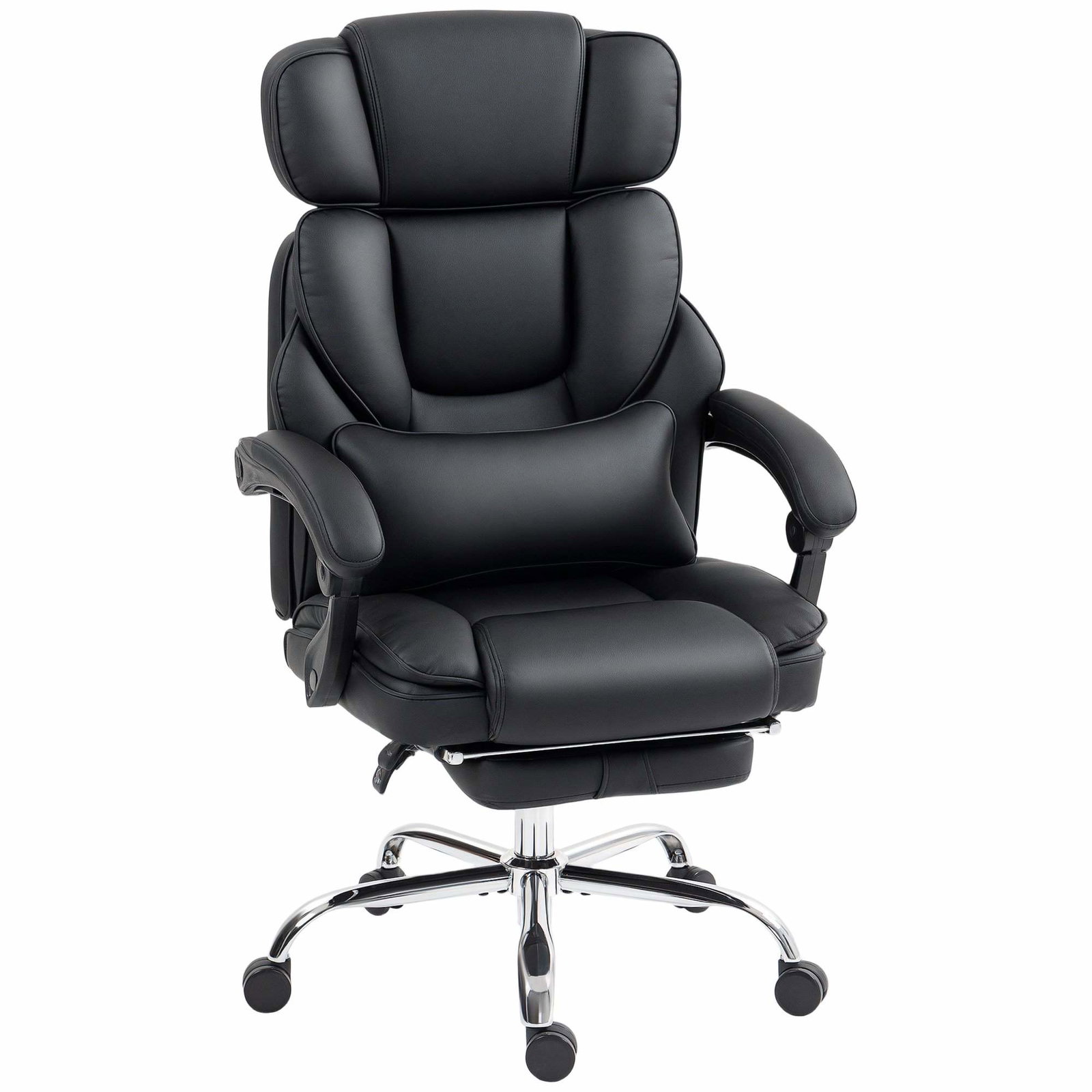 Ergonomisk kontorsstol – justerbar, svart PU-läder | Hem & Hobby | Pryloteket