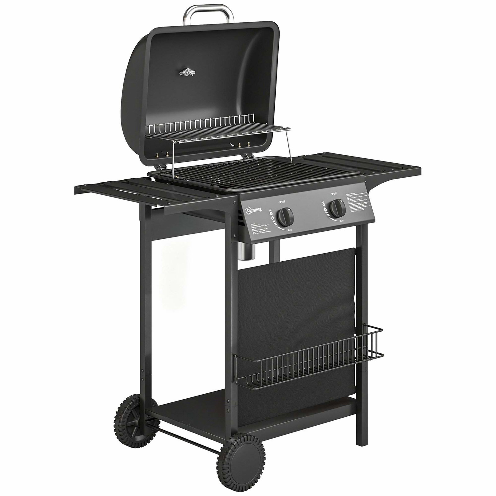 Gasgrill 5kW – 2 brændere, rustfrit stål, sideborde