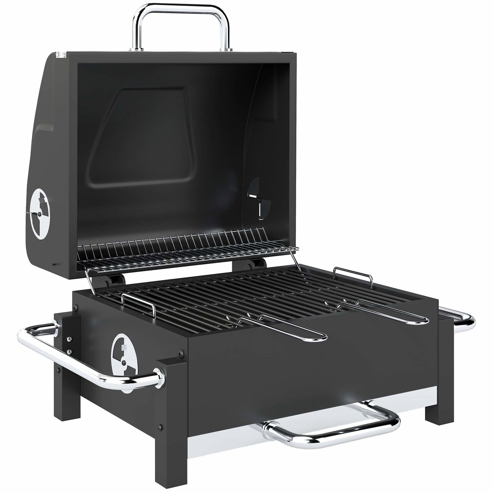 Bärbar stålkolgrill – Justerbara ventiler och termometer | Hem & Hobby | Pryloteket