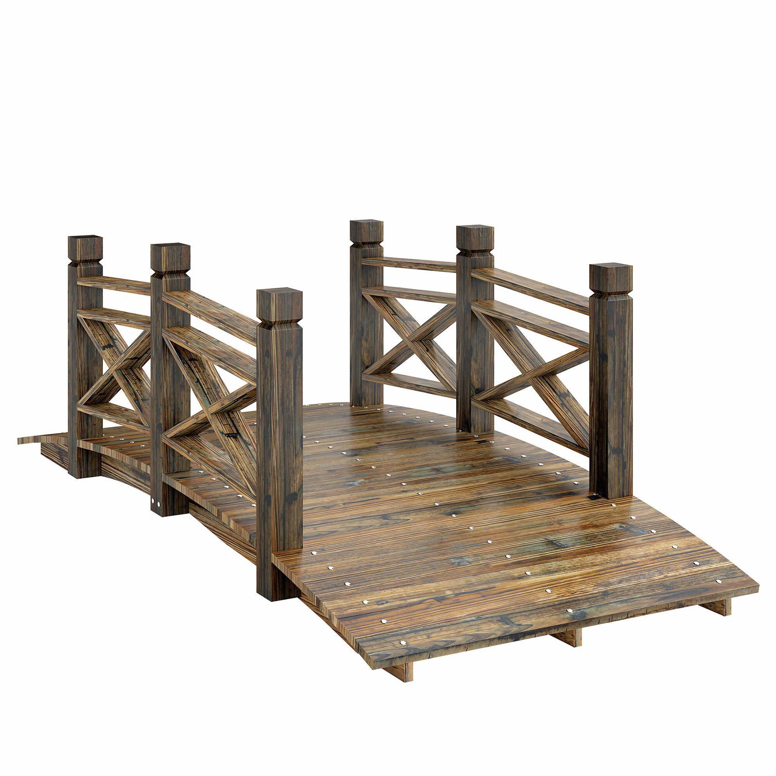 Træhavebro med rækværk – 174 x 78 x 57,5 ​​cm